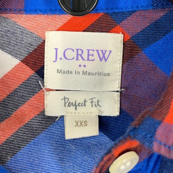 J Crew Shirt Womens XXS Perfect Fit Plaid Twill Cotton Button Down Long Sleeve - Picture 5 of 11